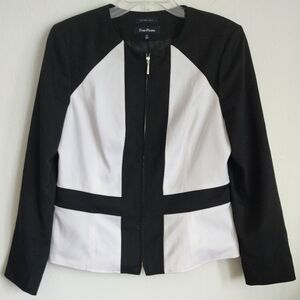 Evan Picone Colorblock Lined Zip Front Darts Stretch Blazer Sz 14